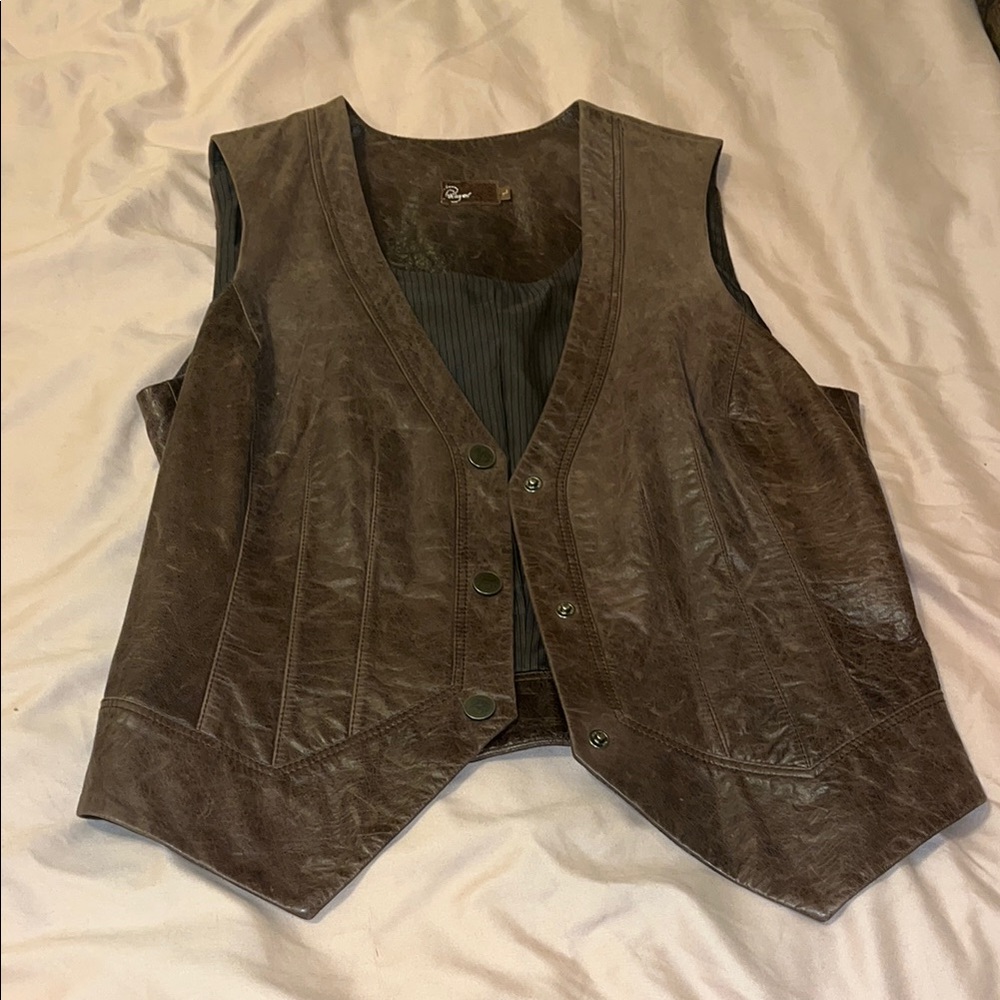 Brown Leather Vest by Paige denim
